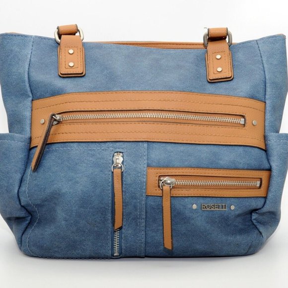 Rosetti Faux Leather Blue Denim Bag, Medium - Picture 1 of 9